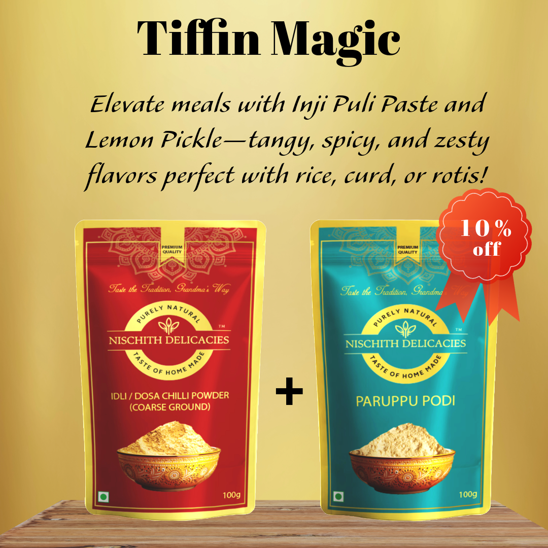 Tiffin Magic: Idly / Dosa Chilli Powder 100gms + Parppu Podi 200gms